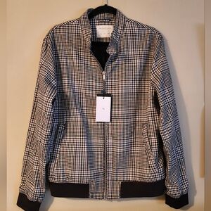 Denim & Flower Plaid Bomber Jacket